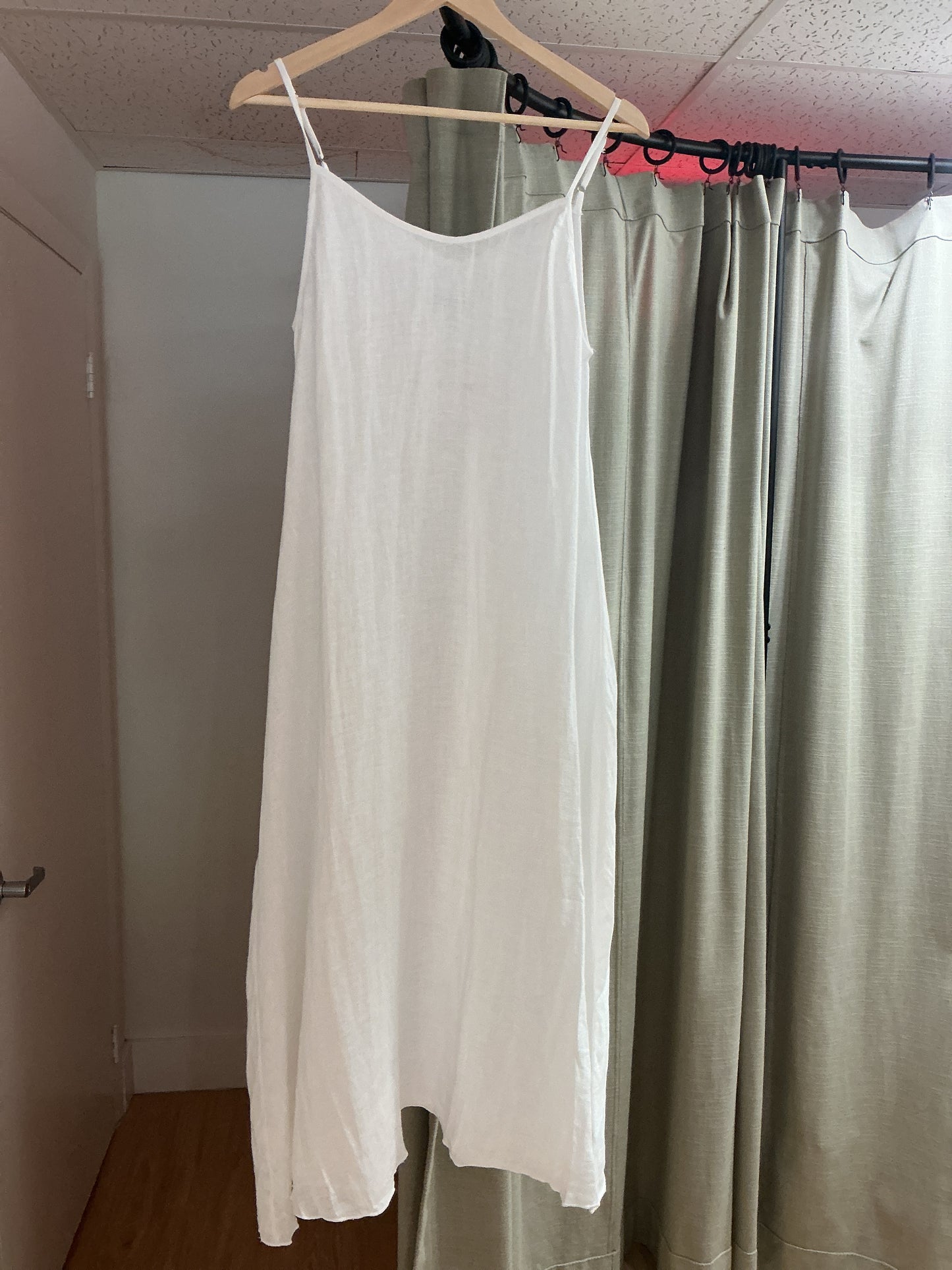 Strap Long Linen Dress White