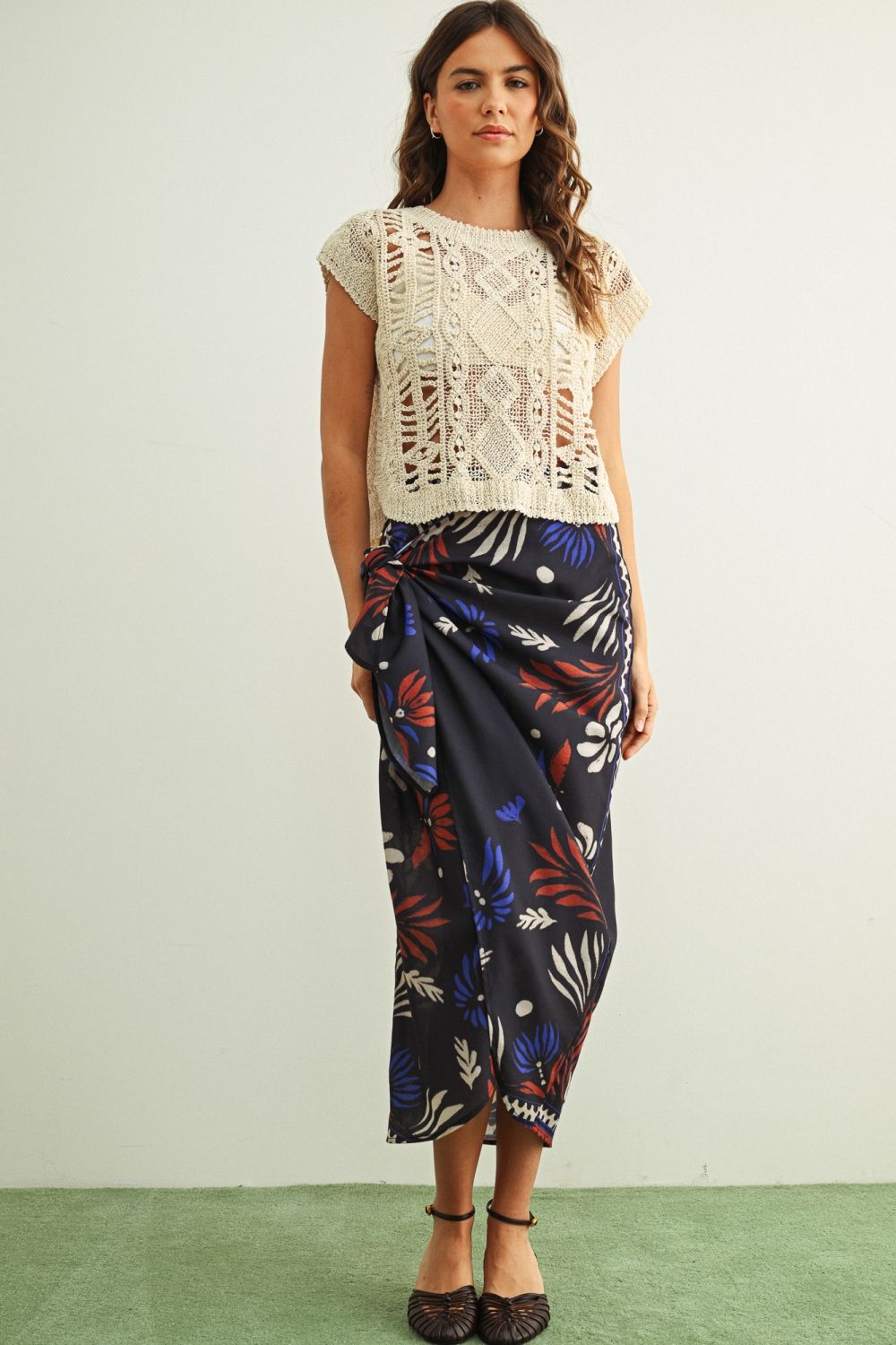 Multi Printed Wrap Skirt