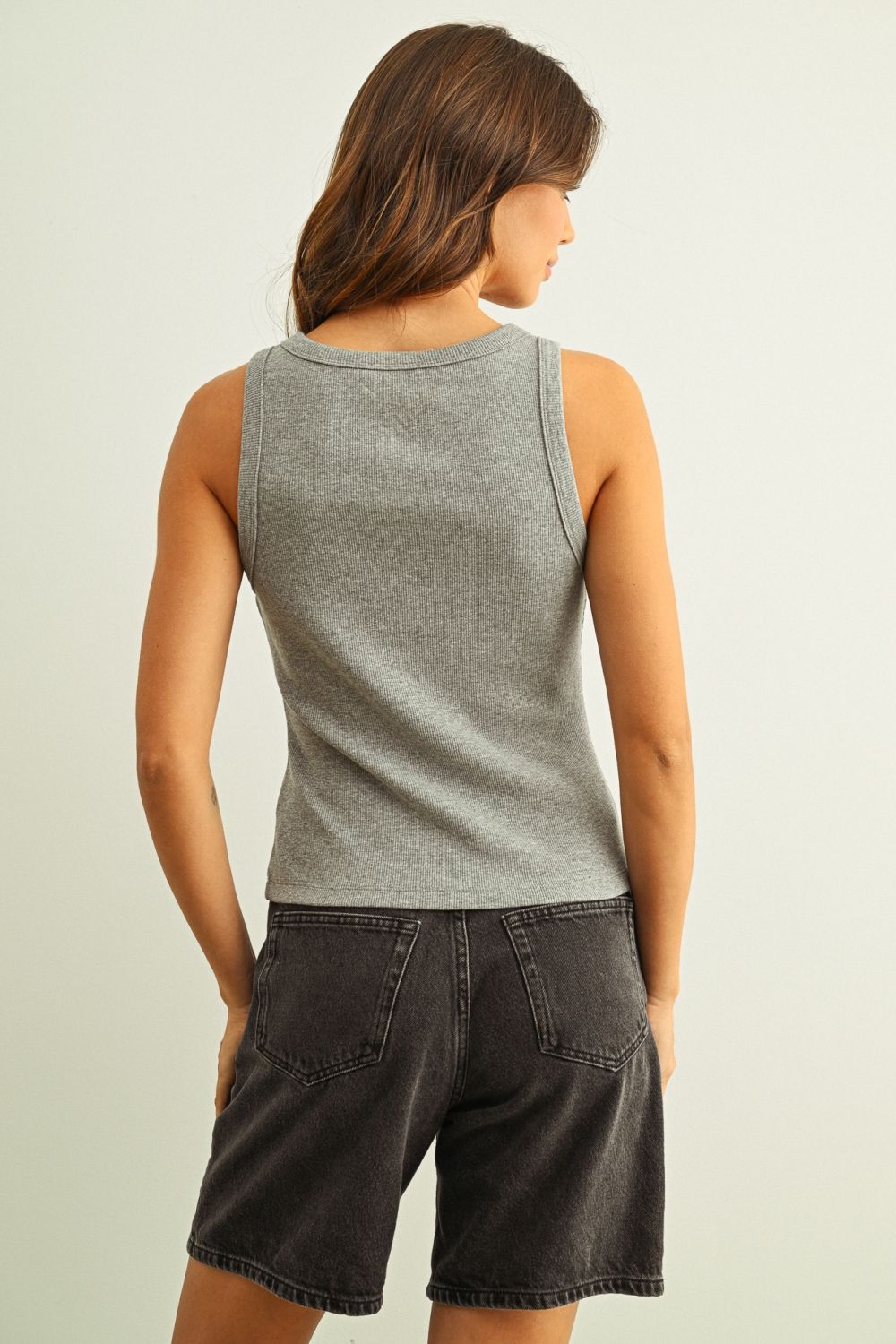 Round Neck Button Top