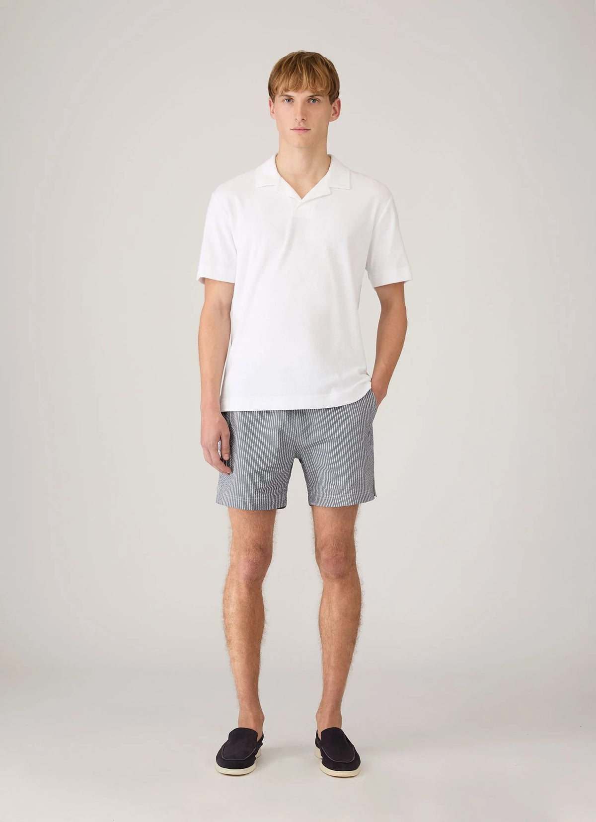 Seersucker Stripes Swim Shorts Blue