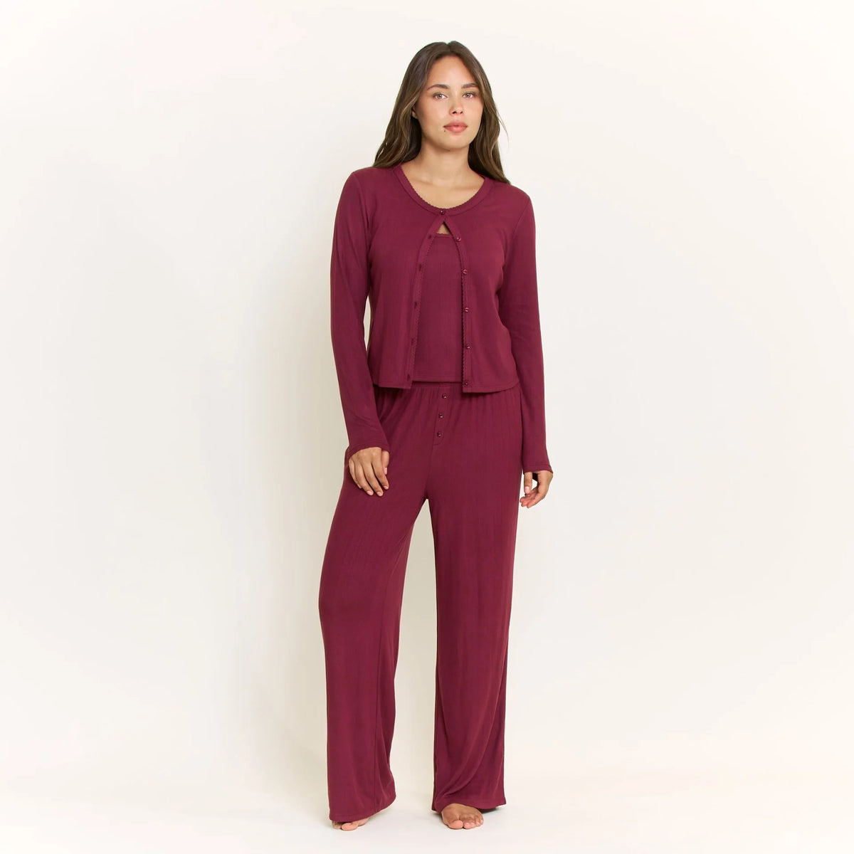 Blissfull Cardigan Red Wine