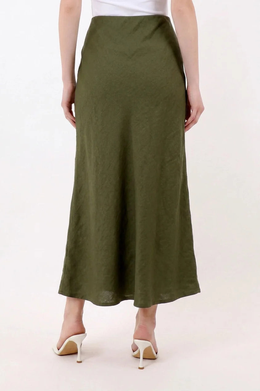 Zuzanna Linen Skirt Army Green
