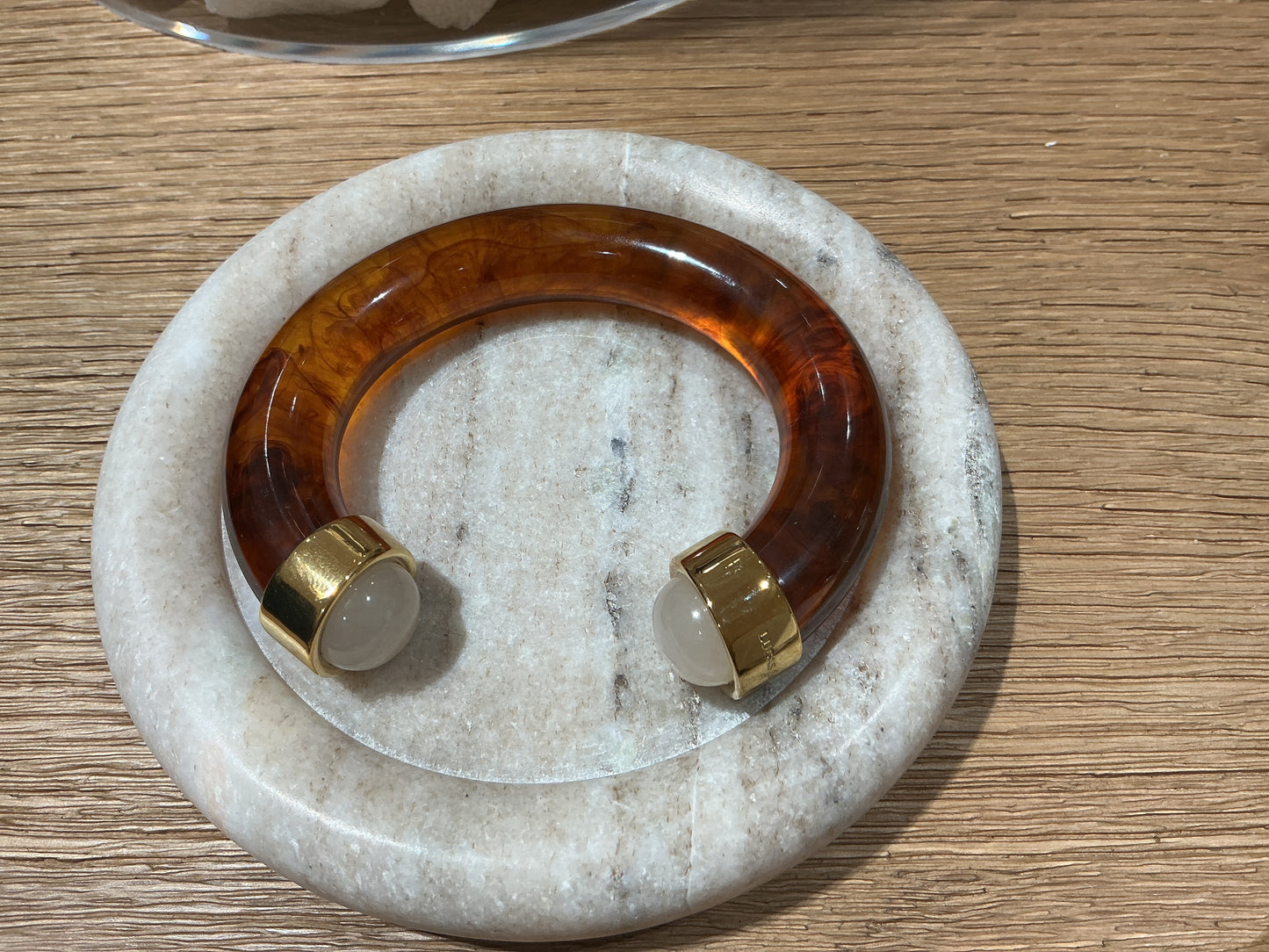 Turquoise shell white quartz bangle