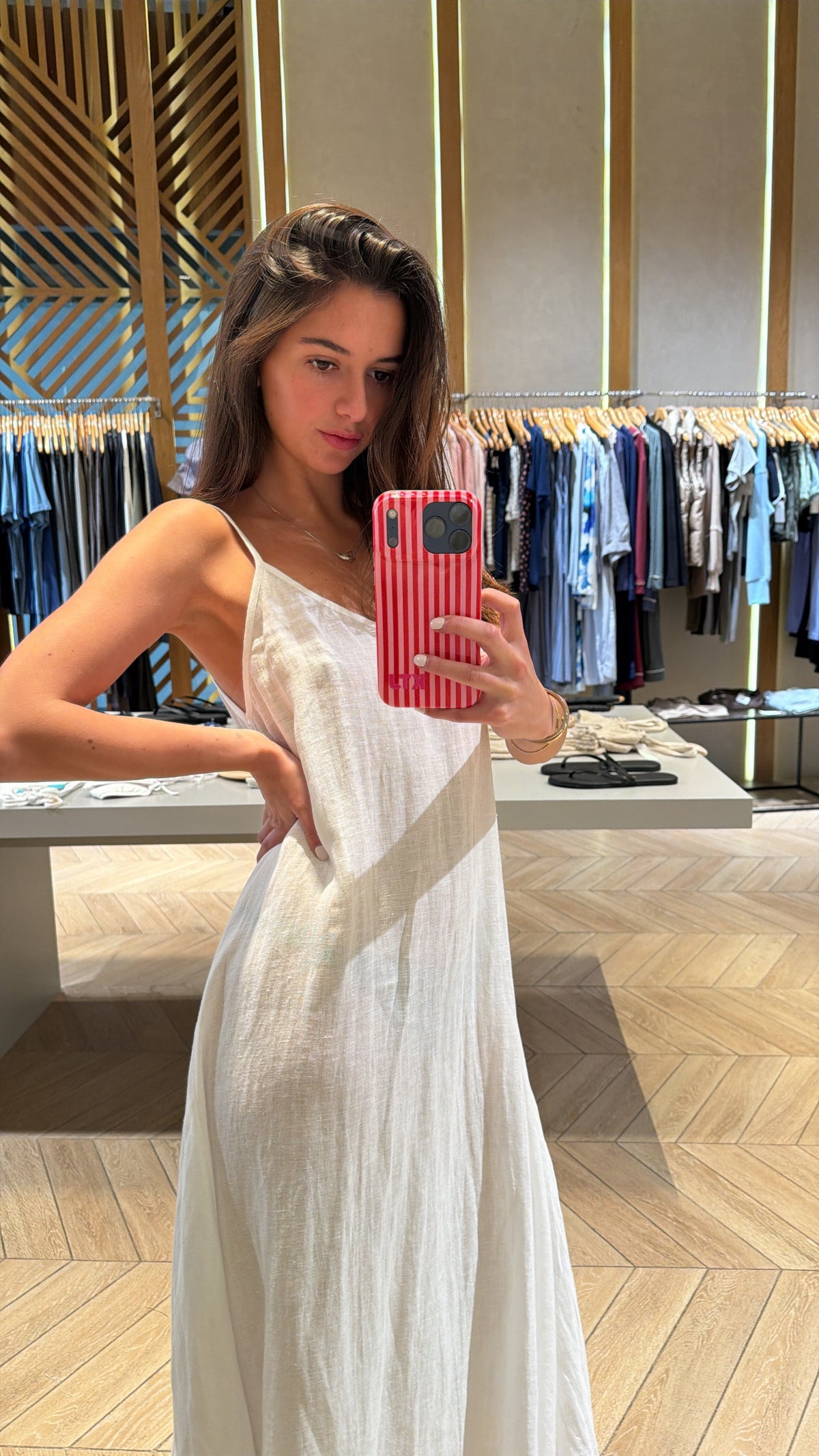 Strap Long Linen Dress White