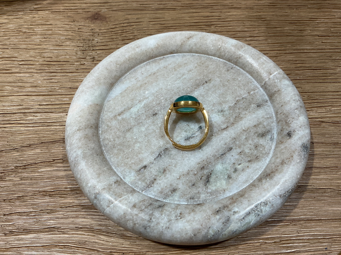 Blue circle quartz ring