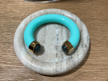 Turquoise labradorite quartz bangle
