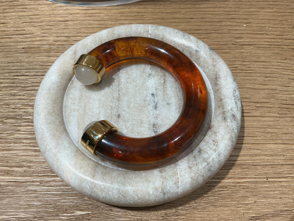 Turquoise shell white quartz bangle