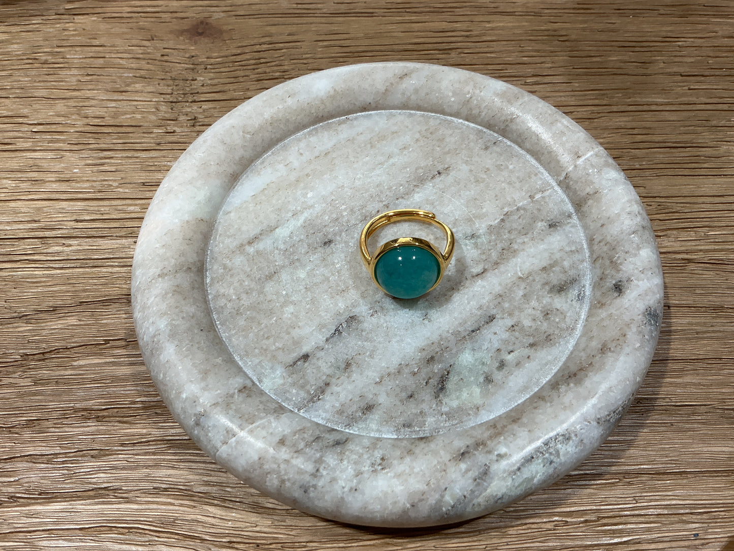 Blue circle quartz ring