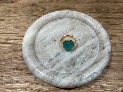Blue circle quartz ring