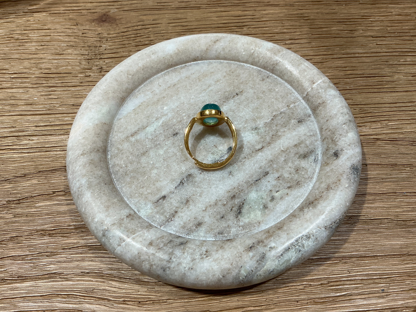 Blue oval quartz ring