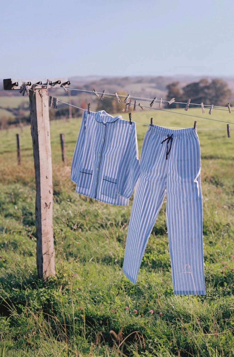 Claudine PJ Set Blue Stripes