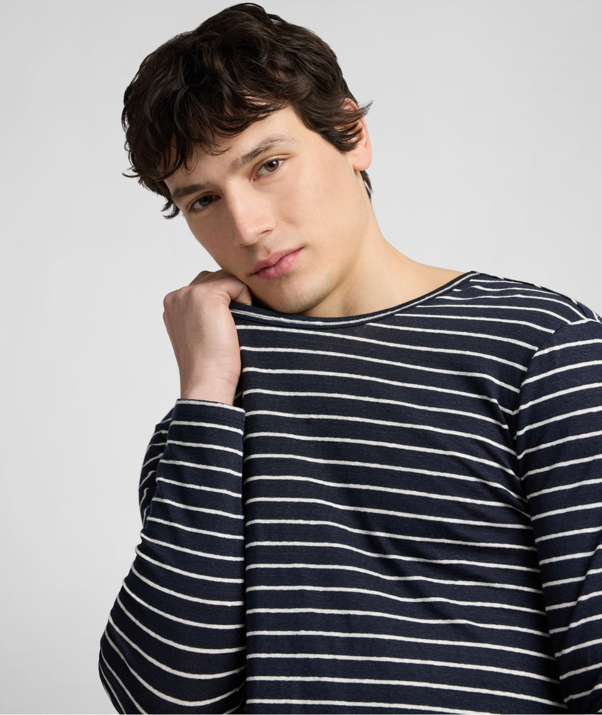 Stretch Linen Jersey Long Sleeve Tee