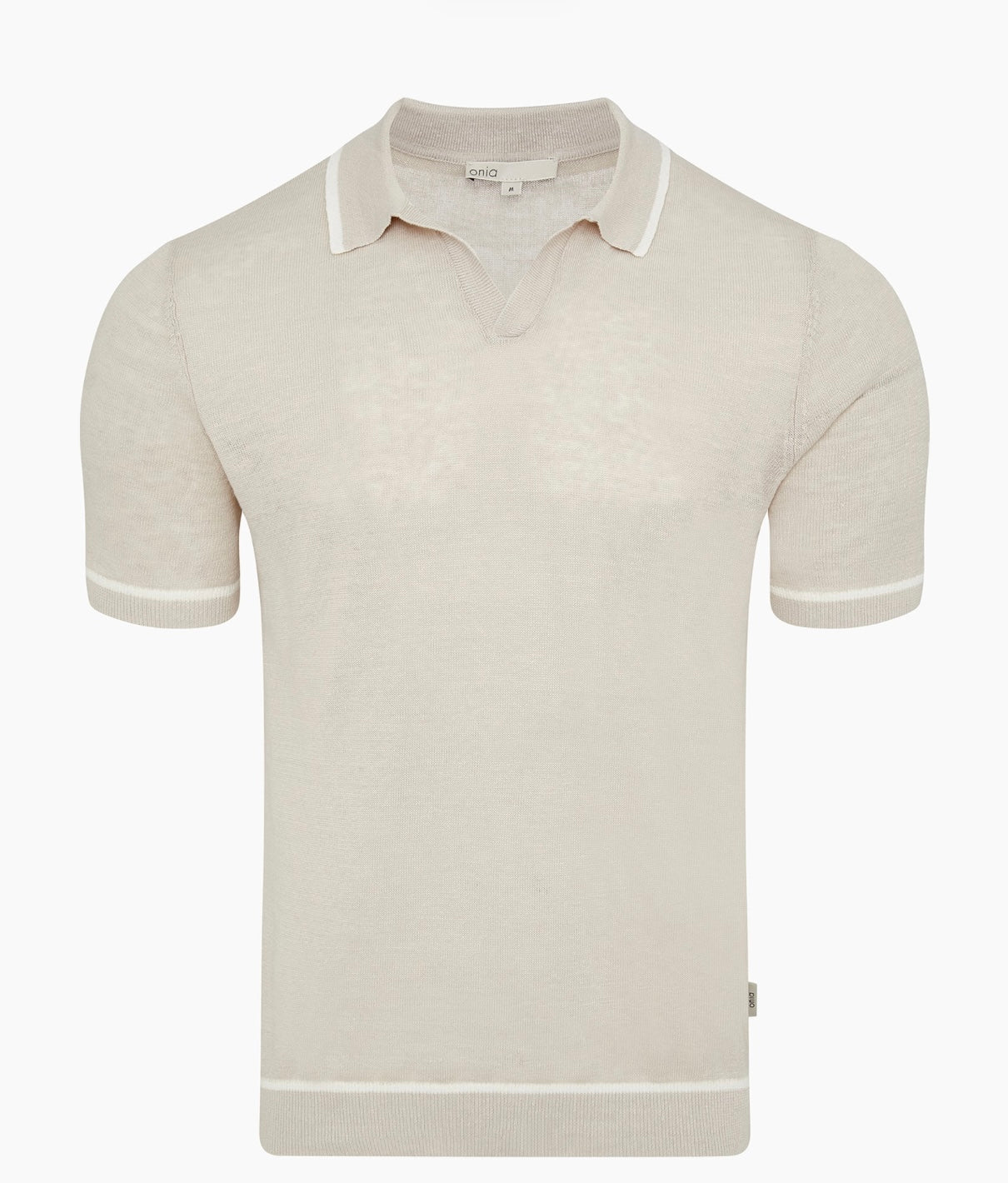 Linen Johnny Collar Polo Sweater
