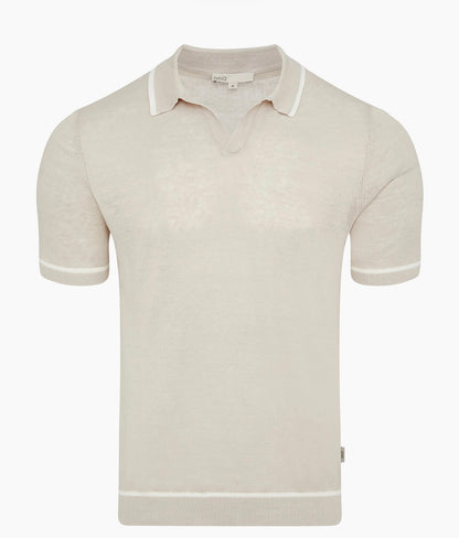 Linen Johnny Collar Polo Sweater