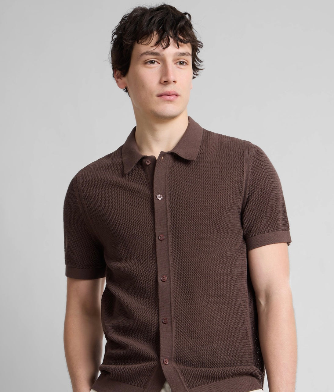 Crochet Knit Button Up Shirt