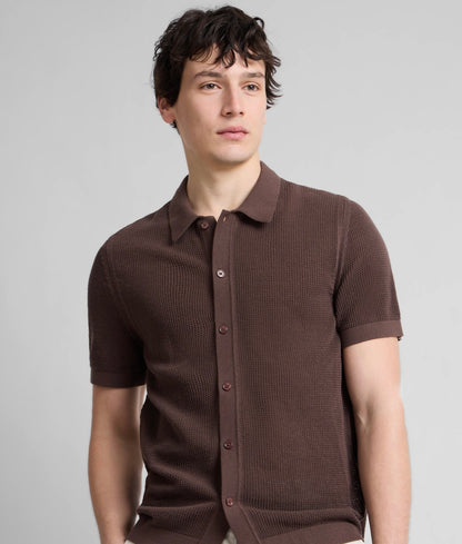 Crochet Knit Button Up Shirt