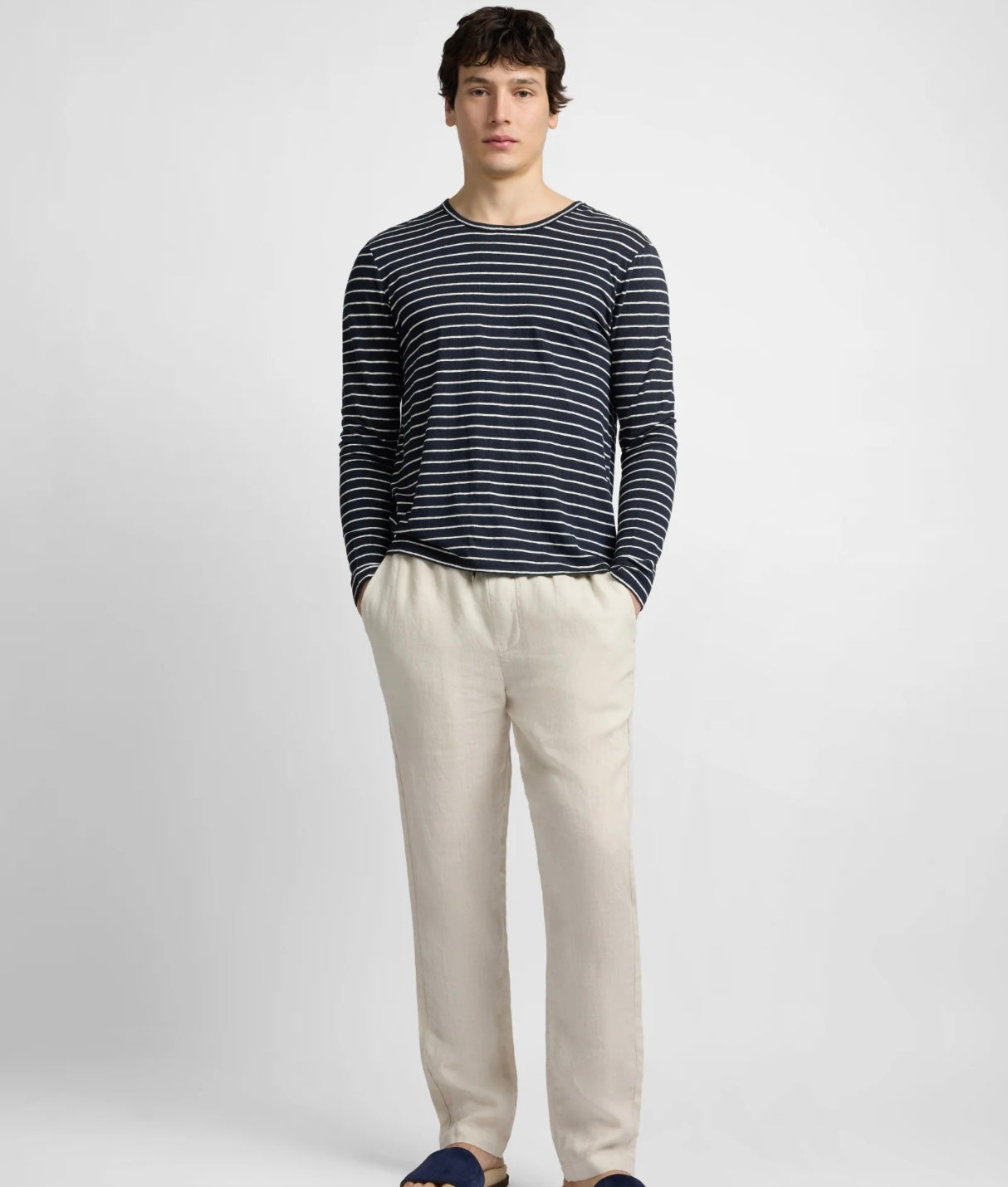 Stretch Linen Jersey Long Sleeve Tee
