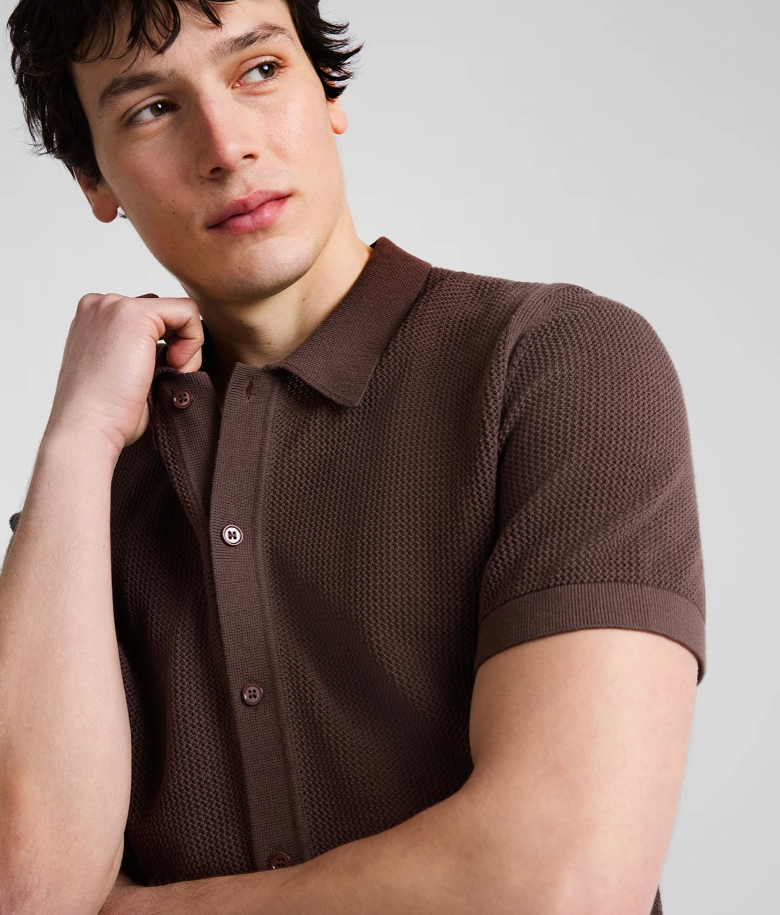 Crochet Knit Button Up Shirt