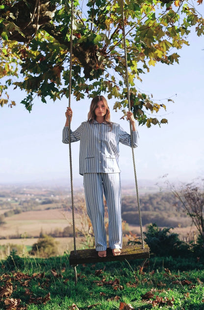 Claudine PJ Set Blue Stripes