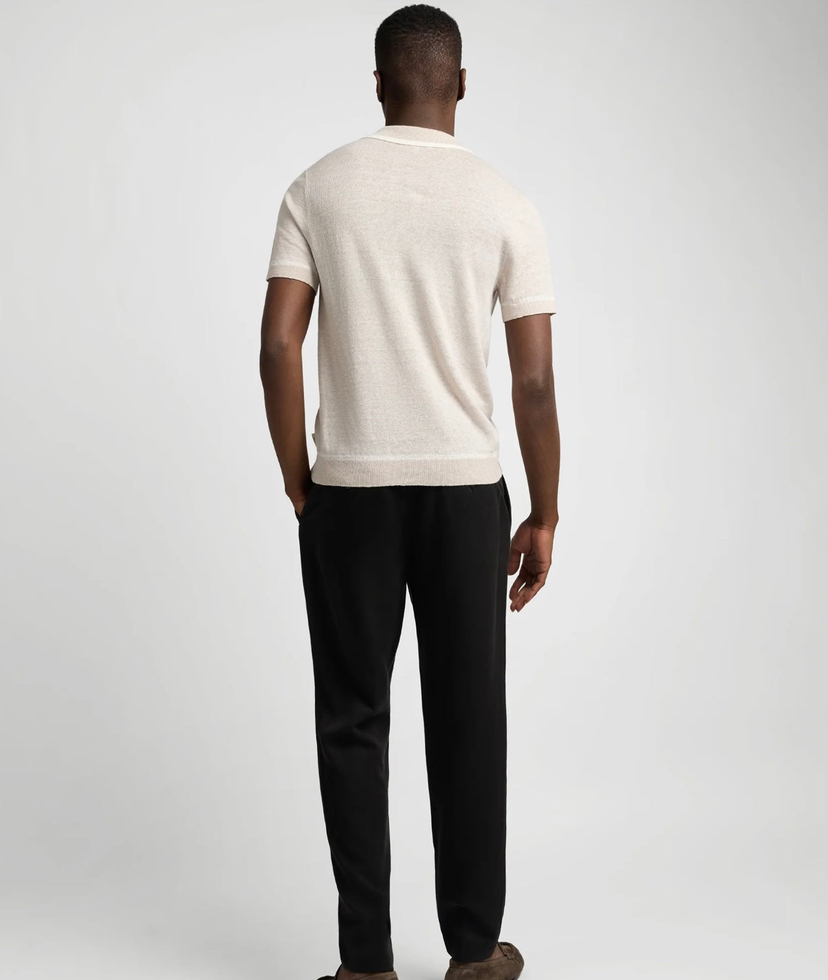 Linen Johnny Collar Polo Sweater