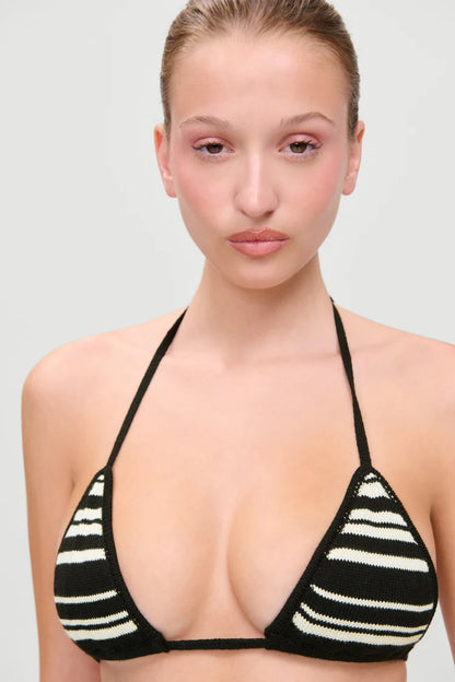 Tide Night Stripe Knit Bikini Top