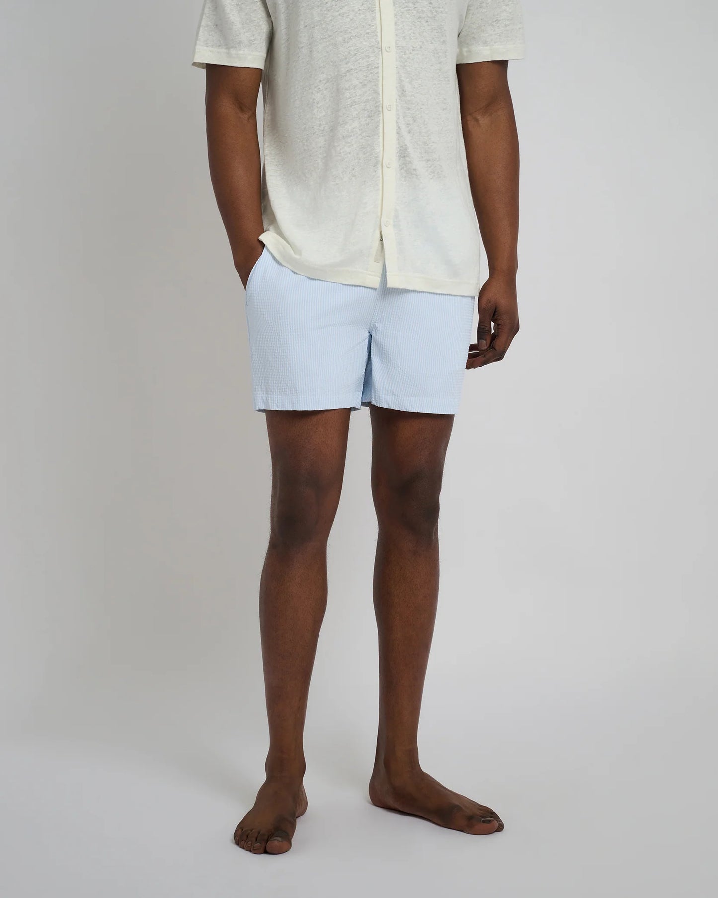 Charles Swim Trunk Checkered Light Blue
