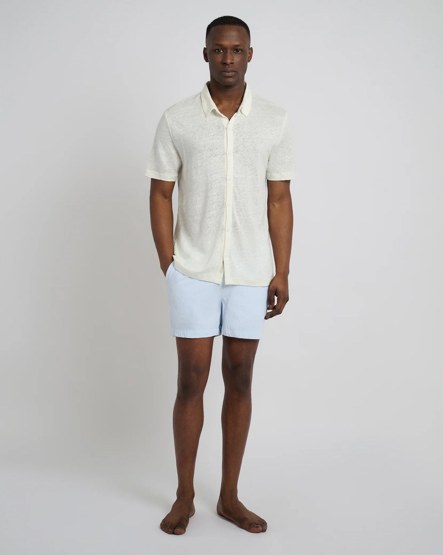 Charles Swim Trunk Checkered Light Blue