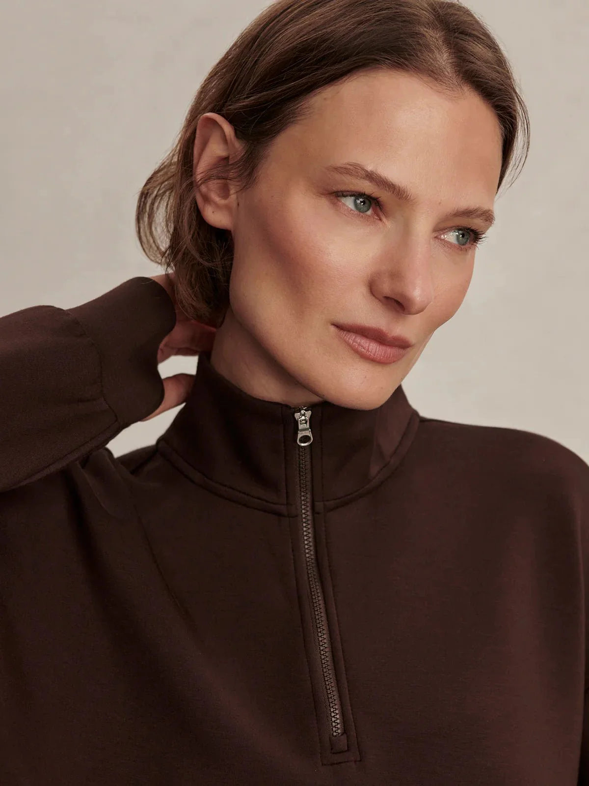 Sian Cropped Half-Zip Sweat
