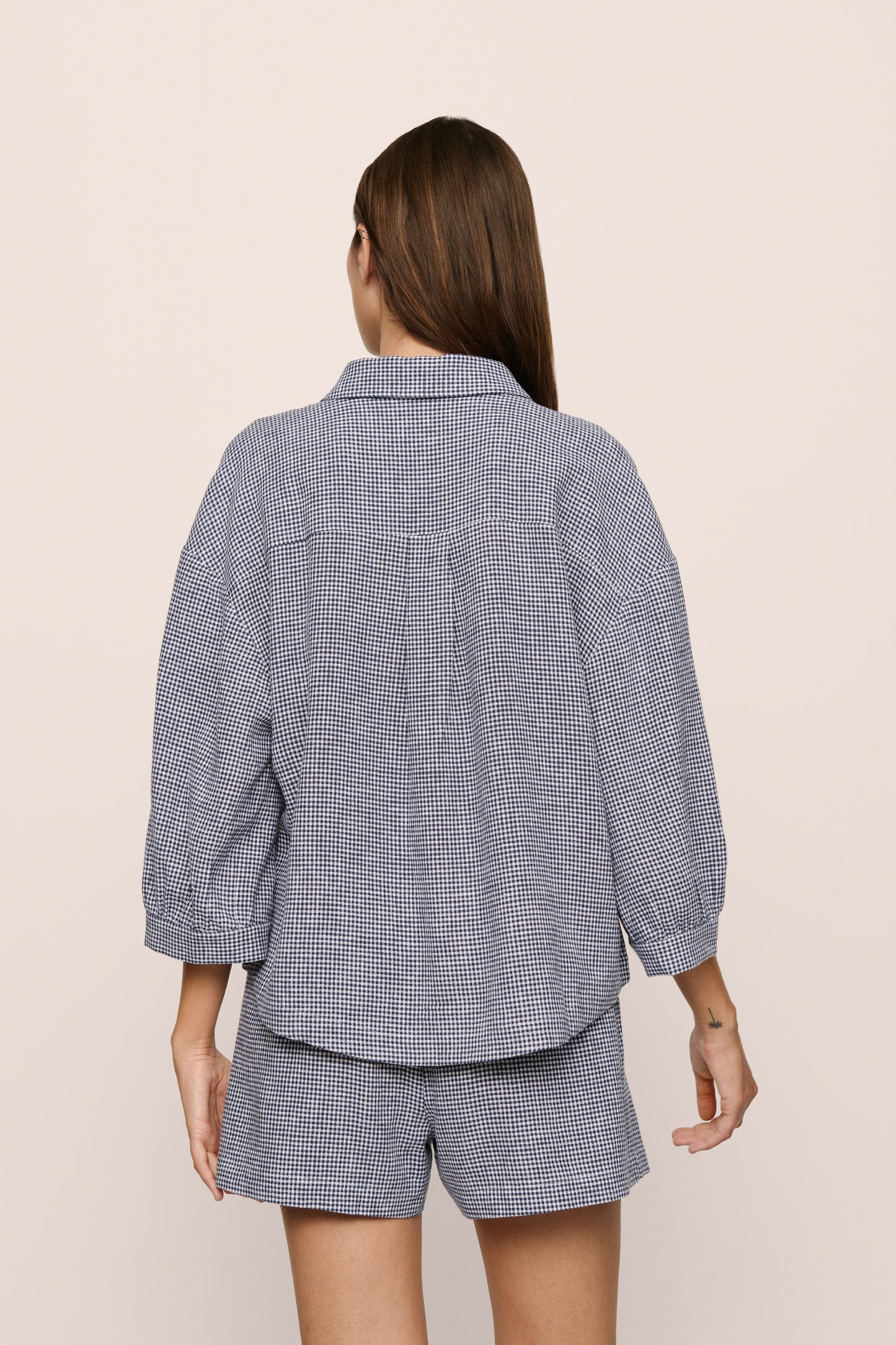 Checkered Linen Long Sleeve