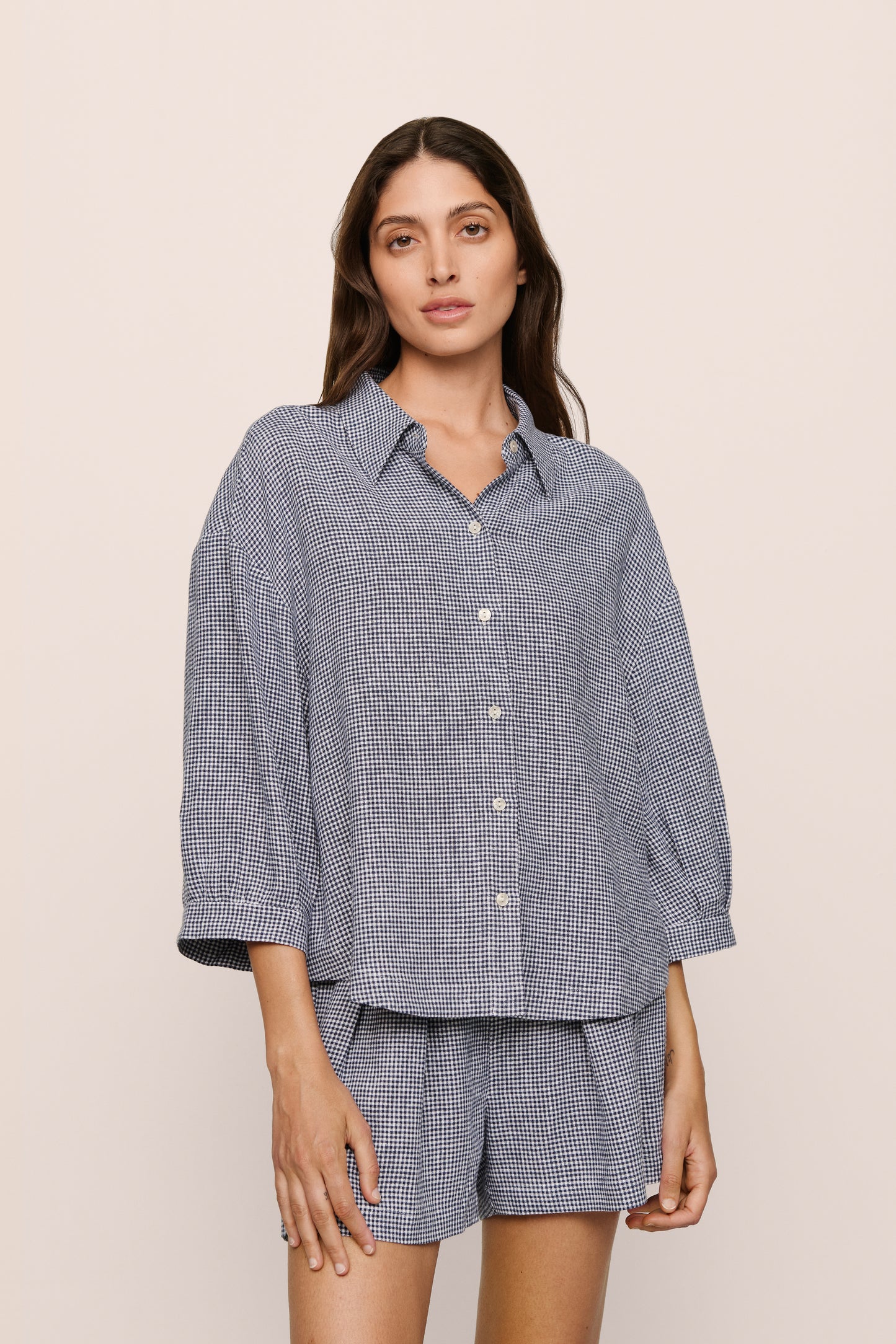 Checkered Linen Long Sleeve