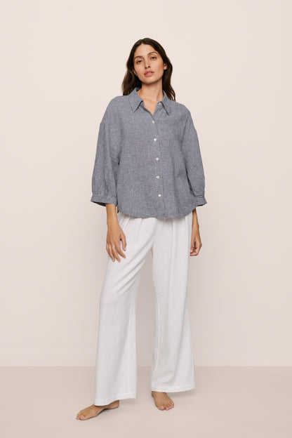 Checkered Linen Long Sleeve