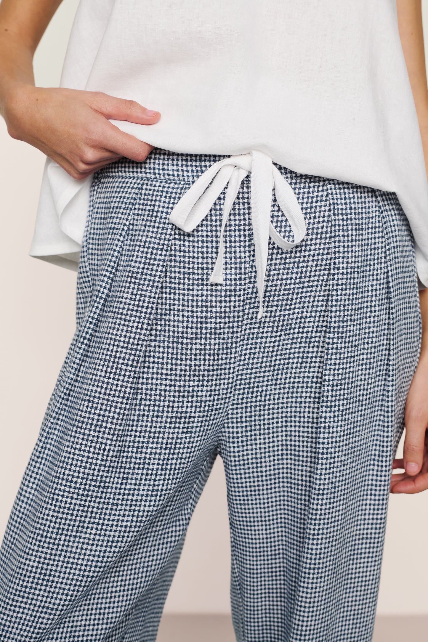 Checkered Linen Relaxed Pant