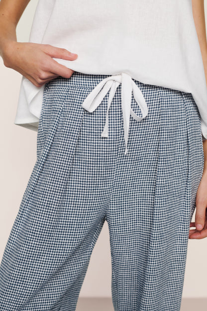 Checkered Linen Relaxed Pant