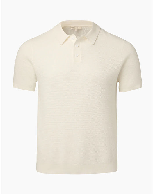 Cotton Textured Knit Polo White