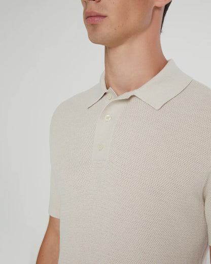 Cotton Textured Knit Polo Stone
