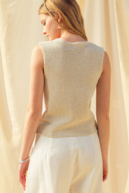 Hook & Eye Vest Cardigan Beige