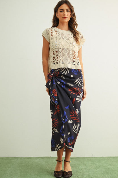 Multi Printed Wrap Skirt