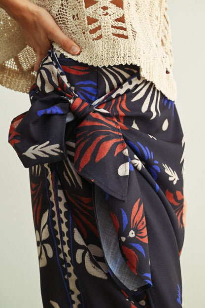 Multi Printed Wrap Skirt