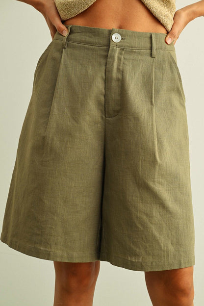 Cotton Linen Bermuda Pants