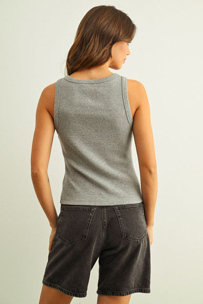 Round Neck Button Top