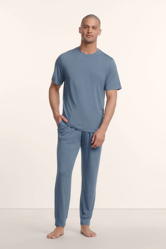 Henry Short Sleeve Pant PJ Set Slate Blue