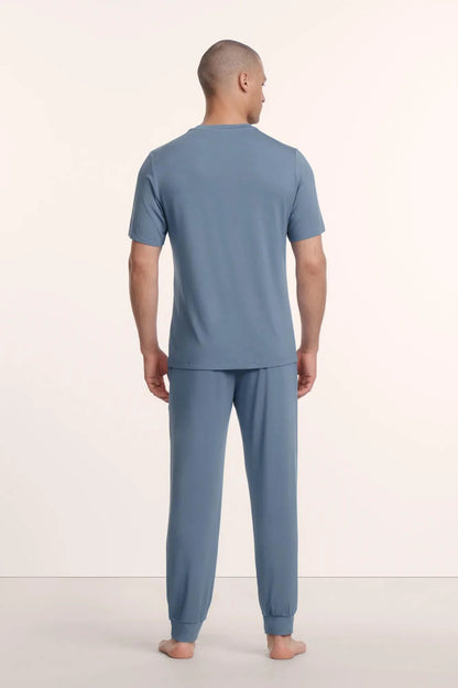 Henry Short Sleeve Pant PJ Set Slate Blue