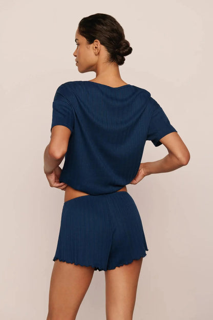Pointelle Short Sleeve Navy