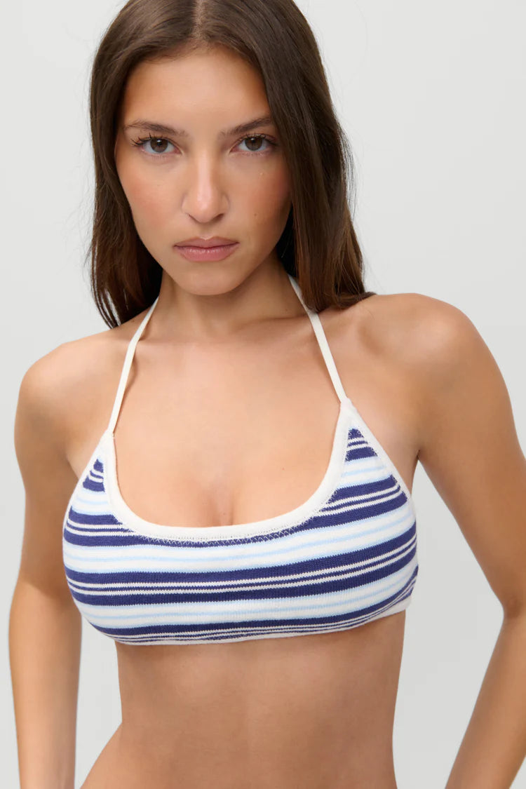 Jennie Star Knit Stripes Bikini Top