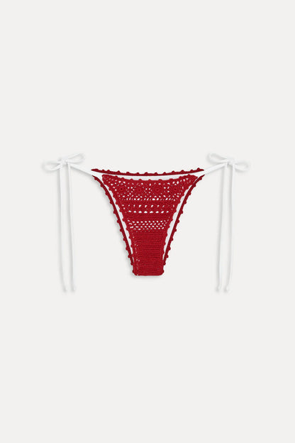 Mackenzie Crochet Red Bikini Bottom