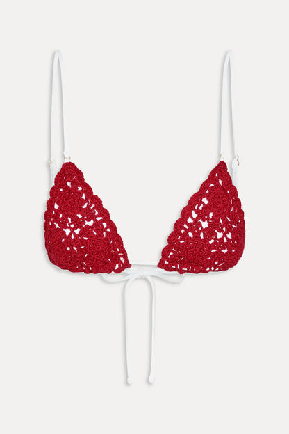 Elena Crochet Red Bikini Top