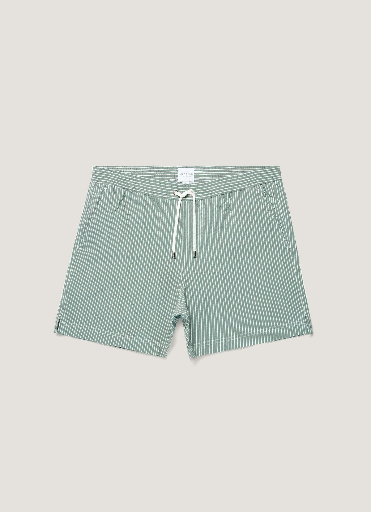 Seersucker Stripes Swim Shorts Green