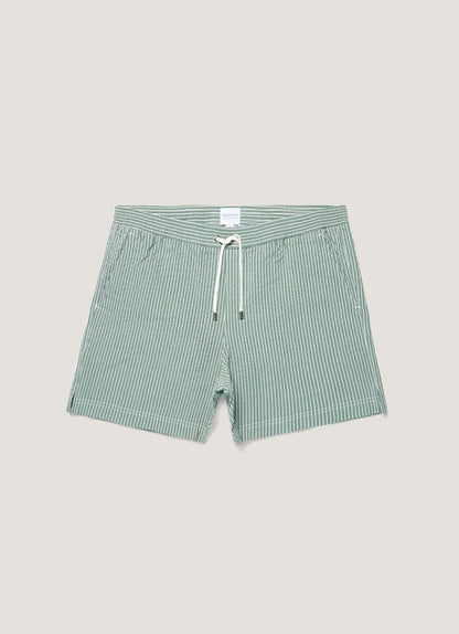 Seersucker Stripes Swim Shorts Green