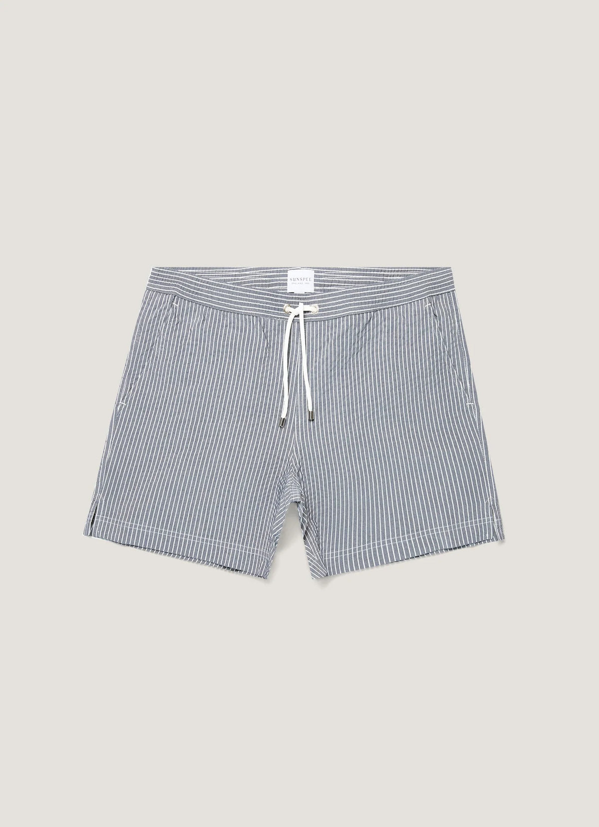 Seersucker Stripes Swim Shorts Blue