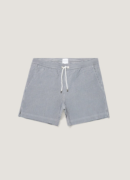 Seersucker Stripes Swim Shorts Blue